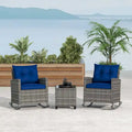 Ensemble de jardin Costway 3 pièces en résine tressée avec table en verre trempé - Voir les détails