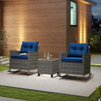 Ensemble de jardin Costway 3 pièces en résine tressée avec table en verre trempé - Voir les détails