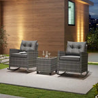 Ensemble de jardin Costway 3 pièces en résine tressée avec table en verre trempé - Voir les détails