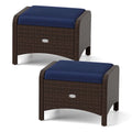 Patiojoy Lot de 2 poufs d'extérieur en résine tressée PE avec dossier amovible - Voir les détails