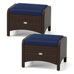 Patiojoy Lot de 2 poufs d'extérieur en résine tressée PE avec dossier amovible - Voir les détails
