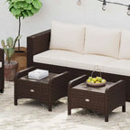 Patiojoy Lot de 2 poufs d'extérieur en résine tressée PE avec dossier amovible - Voir les détails