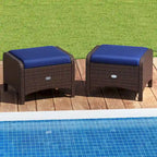 Patiojoy Lot de 2 poufs d'extérieur en résine tressée PE avec dossier amovible - Voir les détails