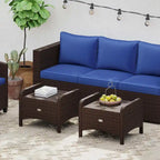 Patiojoy Lot de 2 poufs d'extérieur en résine tressée PE avec dossier amovible - Voir les détails