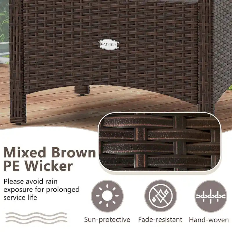 Patiojoy Lot de 2 poufs d'extérieur en résine tressée PE avec dossier amovible - Voir les détails