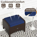 Patiojoy Lot de 2 poufs d'extérieur en résine tressée PE avec dossier amovible - Voir les détails
