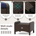 Patiojoy Lot de 2 poufs d'extérieur en résine tressée PE avec dossier amovible - Voir les détails