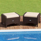 Patiojoy Lot de 2 poufs d'extérieur en résine tressée PE avec dossier amovible - Voir les détails
