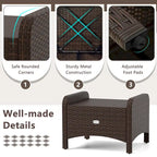 Patiojoy Lot de 2 poufs d'extérieur en résine tressée PE avec dossier amovible - Voir les détails