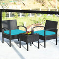Ensemble de mobilier de jardin en rotin Costway 3 pièces comprenant une table basse et un canapé de conversation - Voir les détails
