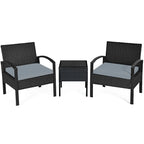 Ensemble de mobilier de jardin en rotin Costway 3 pièces comprenant une table basse et un canapé de conversation - Voir les détails