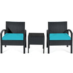 Ensemble de mobilier de jardin en rotin Costway 3 pièces comprenant une table basse et un canapé de conversation - Voir les détails