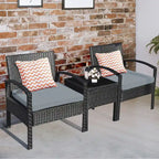 Ensemble de mobilier de jardin en rotin Costway 3 pièces comprenant une table basse et un canapé de conversation - Voir les détails