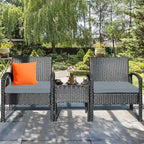 Ensemble de mobilier de jardin en rotin Costway 3 pièces comprenant une table basse et un canapé de conversation - Voir les détails