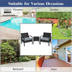 Ensemble de mobilier de jardin en rotin Costway 3 pièces comprenant une table basse et un canapé de conversation - Voir les détails