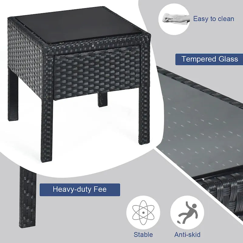 Ensemble de mobilier de jardin en rotin Costway 3 pièces comprenant une table basse et un canapé de conversation - Voir les détails