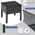 Ensemble de mobilier de jardin en rotin Costway 3 pièces comprenant une table basse et un canapé de conversation - Voir les détails