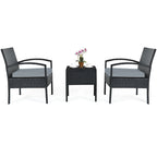 Ensemble de mobilier de jardin en rotin Costway 3 pièces comprenant une table basse et un canapé de conversation - Voir les détails