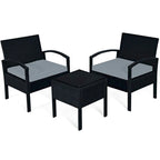 Ensemble de mobilier de jardin en rotin Costway 3 pièces comprenant une table basse et un canapé de conversation - Voir les détails
