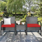 Ensemble de mobilier de jardin en rotin Costway 3 pièces comprenant une table basse et un canapé de conversation - Voir les détails