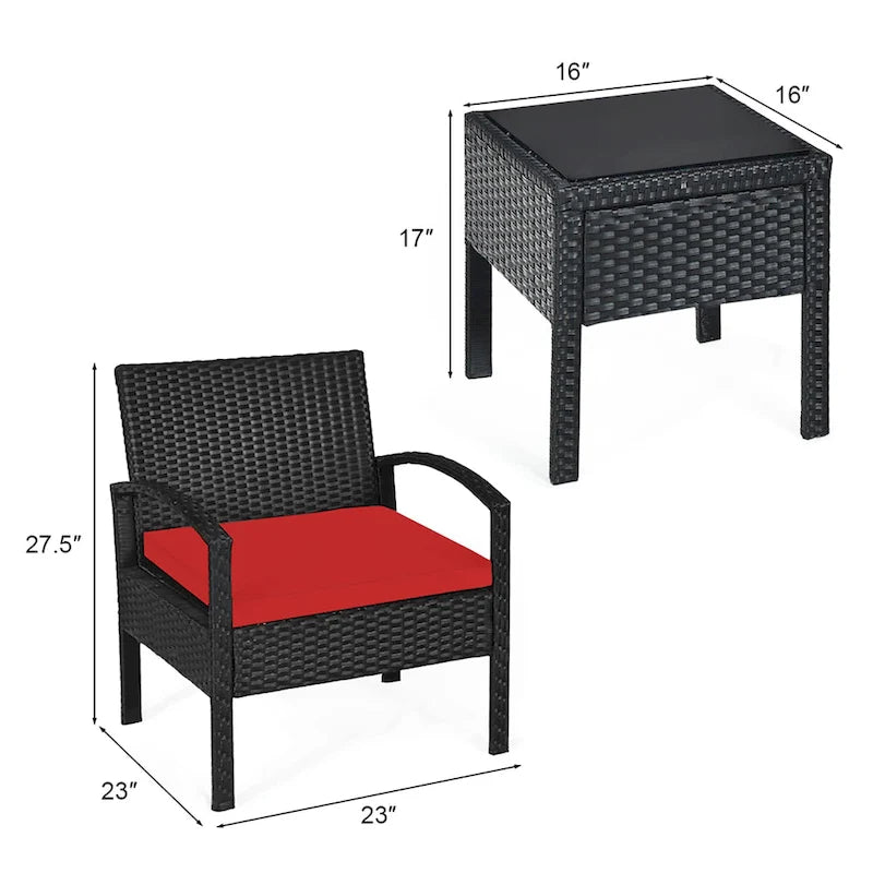 Ensemble de mobilier de jardin en rotin Costway 3 pièces comprenant une table basse et un canapé de conversation - Voir les détails