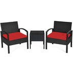 Ensemble de mobilier de jardin en rotin Costway 3 pièces comprenant une table basse et un canapé de conversation - Voir les détails