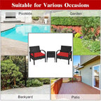 Ensemble de mobilier de jardin en rotin Costway 3 pièces comprenant une table basse et un canapé de conversation - Voir les détails
