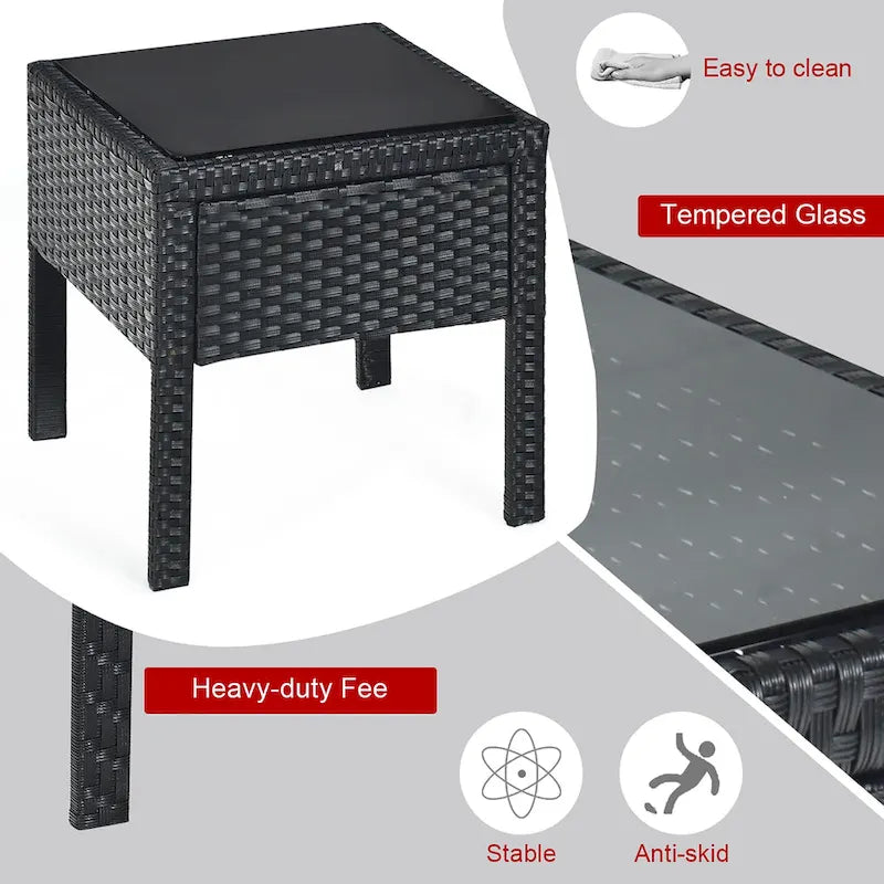 Ensemble de mobilier de jardin en rotin Costway 3 pièces comprenant une table basse et un canapé de conversation - Voir les détails