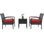 Ensemble de mobilier de jardin en rotin Costway 3 pièces comprenant une table basse et un canapé de conversation - Voir les détails