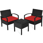 Ensemble de mobilier de jardin en rotin Costway 3 pièces comprenant une table basse et un canapé de conversation - Voir les détails