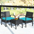 Ensemble de mobilier de jardin en rotin Costway 3 pièces comprenant une table basse et un canapé de conversation - Voir les détails
