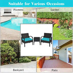 Ensemble de mobilier de jardin en rotin Costway 3 pièces comprenant une table basse et un canapé de conversation - Voir les détails