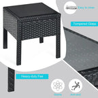 Ensemble de mobilier de jardin en rotin Costway 3 pièces comprenant une table basse et un canapé de conversation - Voir les détails