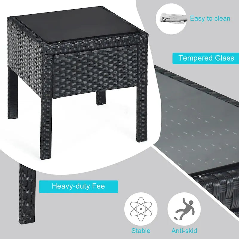 Ensemble de mobilier de jardin en rotin Costway 3 pièces comprenant une table basse et un canapé de conversation - Voir les détails