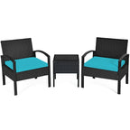 Ensemble de mobilier de jardin en rotin Costway 3 pièces comprenant une table basse et un canapé de conversation - Voir les détails