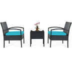 Ensemble de mobilier de jardin en rotin Costway 3 pièces comprenant une table basse et un canapé de conversation - Voir les détails