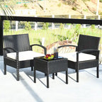 Ensemble de mobilier de jardin en rotin Costway 3 pièces comprenant une table basse et un canapé de conversation - Voir les détails