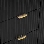 Meuble d'entrée à motif ondulé - 3 étagères réglables, 3 tiroirs et portes fermées, console de rangement avec poignée en métal