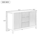 Meuble d'entrée à motif ondulé - 3 étagères réglables, 3 tiroirs et portes fermées, console de rangement avec poignée en métal