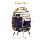 Fauteuil œuf en osier, très grand modèle (supportant jusqu'à 272 kg), avec coussin et oreiller.