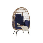 Fauteuil œuf en osier, très grand modèle (supportant jusqu'à 272 kg), avec coussin et oreiller.