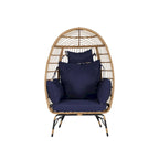 Fauteuil œuf en osier, très grand modèle (supportant jusqu'à 272 kg), avec coussin et oreiller.