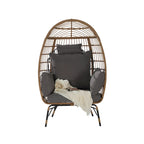 Fauteuil œuf en osier, très grand modèle (supportant jusqu'à 272 kg), avec coussin et oreiller.
