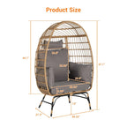 Fauteuil œuf en osier, très grand modèle (supportant jusqu'à 272 kg), avec coussin et oreiller.