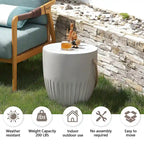 Table d'appoint d'extérieur légère en béton avec poignées en corde de chanvre