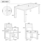Ensemble de table et chaises de patio 7 pièces, ensemble de salle à manger en bois pour 6 personnes avec trou pour parasol, 2 fauteuils et 4 chaises.