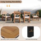 Ensemble de table et chaises de patio 7 pièces, ensemble de salle à manger en bois pour 6 personnes avec trou pour parasol, 2 fauteuils et 4 chaises.