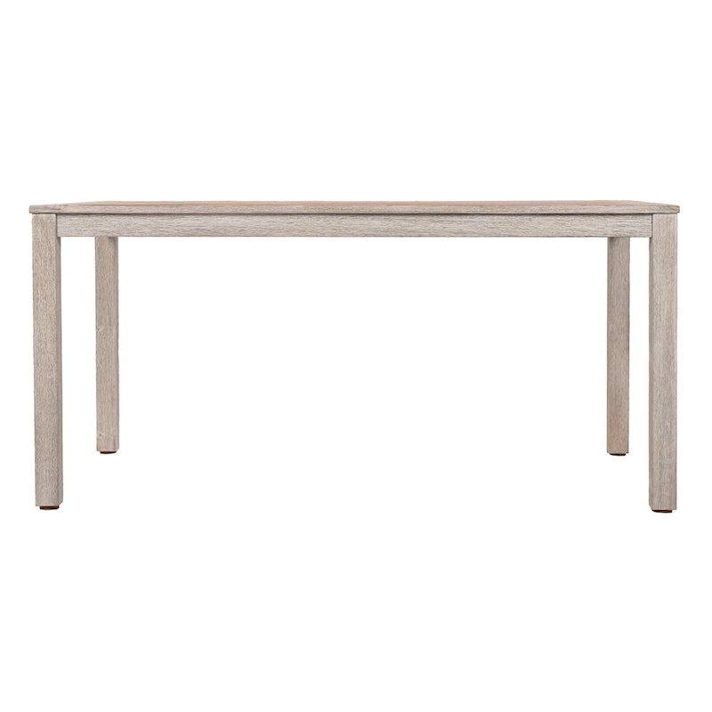 Ensemble de salle à manger d'extérieur 7 pièces en bois d'acacia avec table rectangulaire et 6 chaises rembourrées en rotin avec dossier.