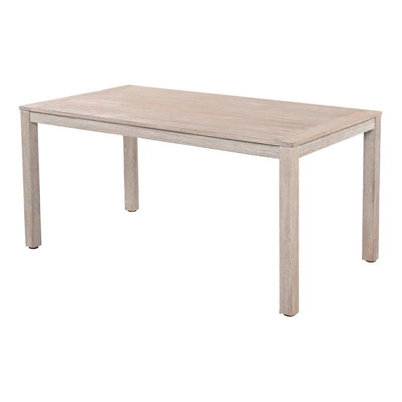 Ensemble de salle à manger d'extérieur 7 pièces en bois d'acacia avec table rectangulaire et 6 chaises rembourrées en rotin avec dossier.