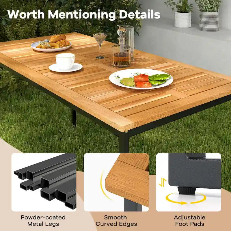 Ensemble de salle à manger d'extérieur Costway 6 pièces en bois d'acacia avec banc et 2 chaises - Voir les détails